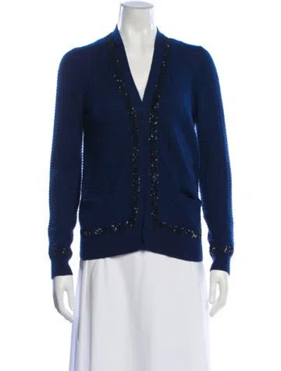 Pre-owned Marc Jacobs Cashmere V-neck Sweater In Blue