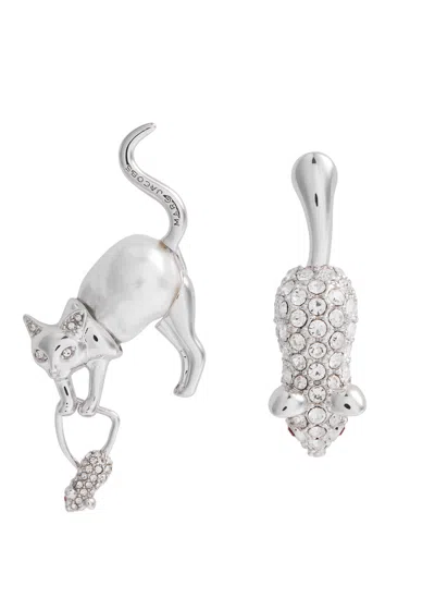 Marc Jacobs Cat And Mouse Silver-plated Mismatched Earrings