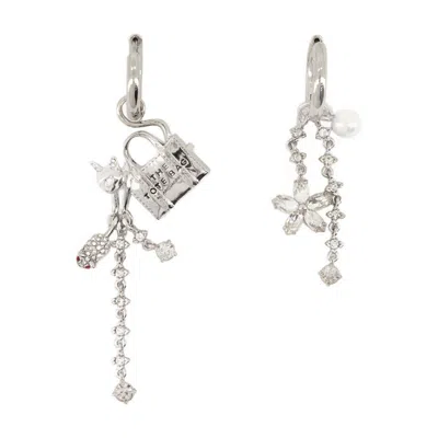 Marc Jacobs Cats Out Of The Bag Earrings In Silver