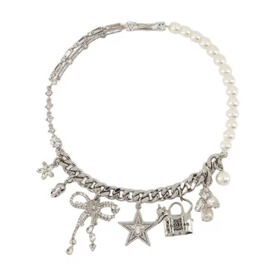 Marc Jacobs Cats Out Of The Bag Necklace In Silver