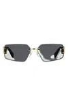 Marc Jacobs Chain-strap Rectangle-frame Sunglasses In Gray