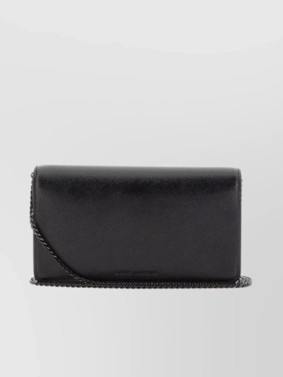Marc Jacobs "chain Wallet Longshot" Leather Saffiano In Black