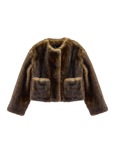 Marc Jacobs Teddy Cropped Jacket In Brown