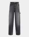 Marc Jacobs Gray Charm Oversized Jeans In Bleached Black