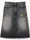 Marc Jacobs Midi Denim Skirt With Back And Front Pockets In Grey