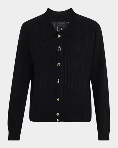 Marc Jacobs Charm Wool-cashmere Cable Knit Cardigan In 001 Black