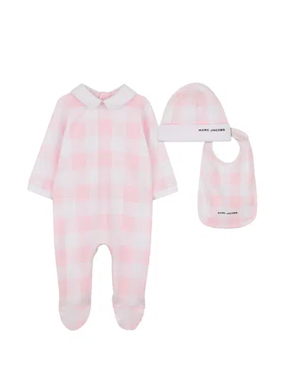 Marc Jacobs Charming Kids' Onesie With Collar And Hat In Pink
