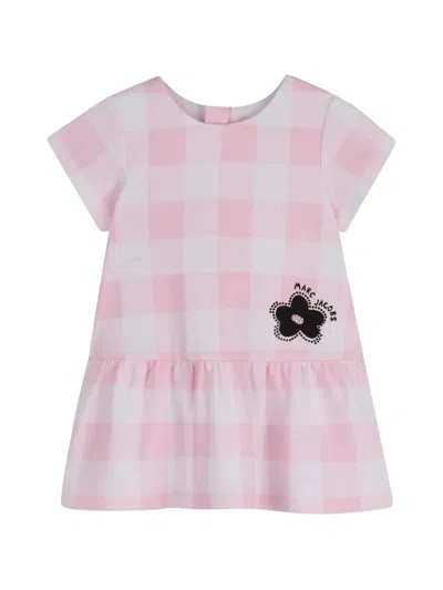 Marc Jacobs Babies' Check Flower-print Dress In Pink