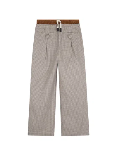 Marc Jacobs Kids' Check Pleated Trousers In Brown