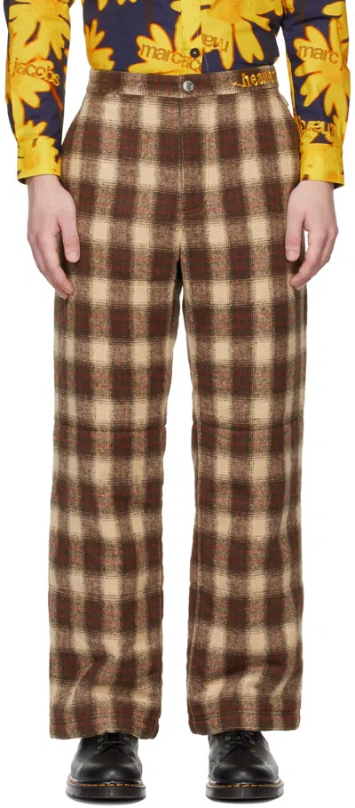 Marc Jacobs Check Straight Casual Pants In Brown