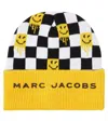 Marc Jacobs Check-pattern Ribbed-knit Beanie In Yellow