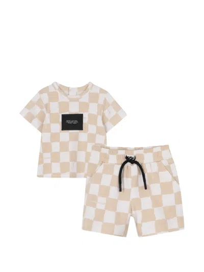 Marc Jacobs Babies' Checkerboard Label-patch Tracksuit Set In Neutral
