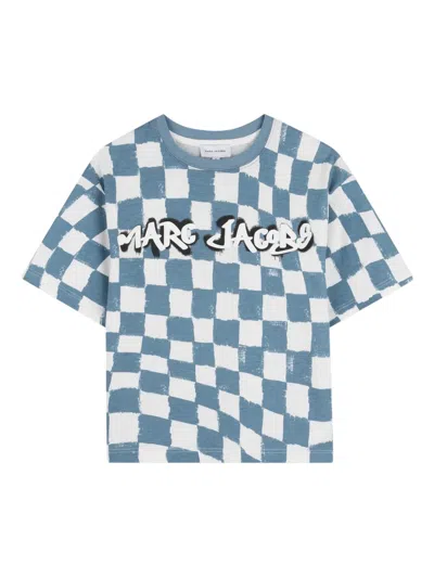 Marc Jacobs Kids' Checkerboard-print T-shirt In Blue