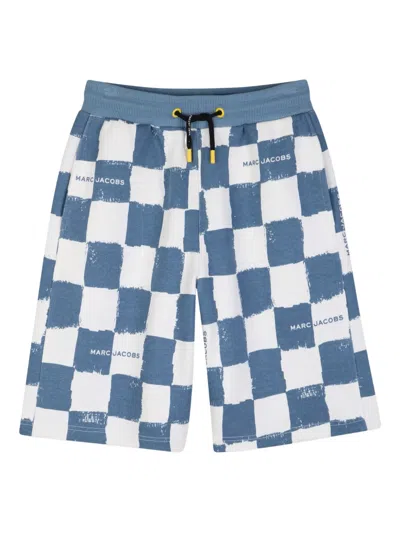Marc Jacobs Kids' Checkered Drawstring Shorts In Blue