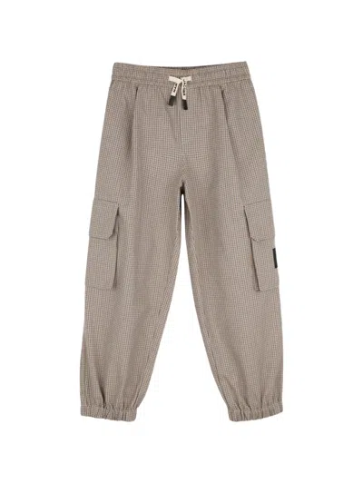 Marc Jacobs Kids' Check-pattern Cargo Pants In Brown
