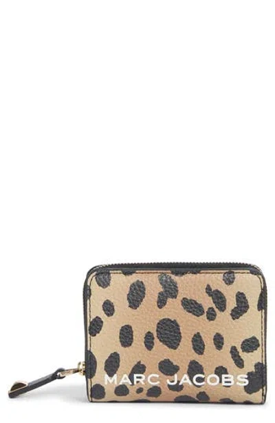 Marc Jacobs Cheetah Spot Mini Slg Compact Wallet In Brown