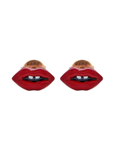 Marc Jacobs Chic Brass And Enamel Earrings In Red