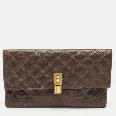 Pre-owned Marc Jacobs Choco Brown Quilted Leather Eugenie Clutch