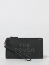 Marc Jacobs Rectangular Leather Clutch Wrist Strap In Black