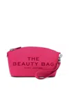 Marc Jacobs Embossed Logo Leather Cosmetic Bag In Pink