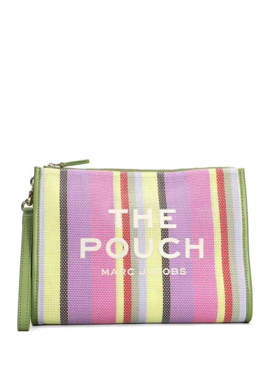 Marc Jacobs Clutch The Large Pouch In Mesh A Righe Multicolor Con Logo