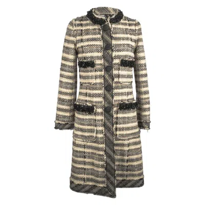 Pre-owned Marc Jacobs Coat Tweed W/ Embellished Details Polka Dot Lining 4 In Gray