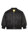 Marc Jacobs Black Bomber Jacket For Kids With Monogram In Black