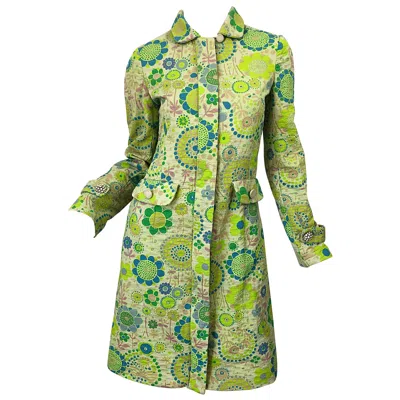 Pre-owned Marc Jacobs Collection Neon Green Blue Rhinestone Mod 60s Style Cotton Jacket