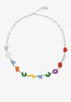 Marc Jacobs Womens Balloon Brass Necklace Silver Multi In Metallic