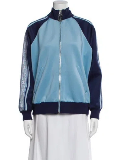 Pre-owned Marc Jacobs Colorblock Pattern Bomber Jacket In Blue
