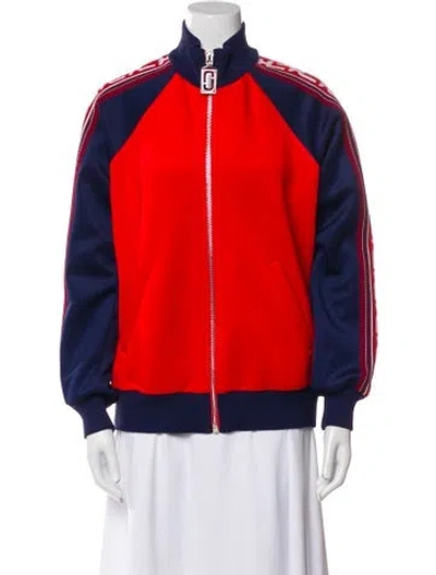 Pre-owned Marc Jacobs Colorblock Pattern Bomber Jacket In Blue