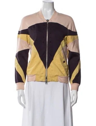 Pre-owned Marc Jacobs Colorblock Pattern Bomber Jacket In Purple