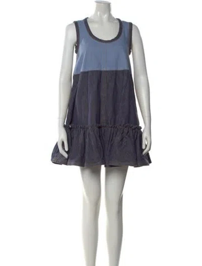 Pre-owned Marc Jacobs Colorblock Pattern Mini Dress In Blue