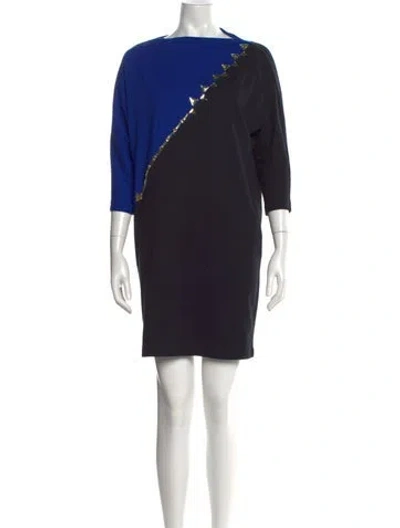Pre-owned Marc Jacobs Colorblock Pattern Mini Dress In Blue
