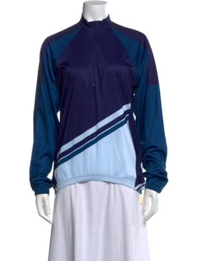 Pre-owned Marc Jacobs Colorblock Pattern Mock Neck Top In Blue