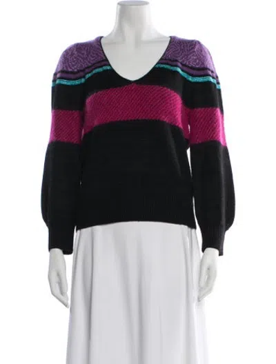 Pre-owned Marc Jacobs Colorblock Pattern V-neck Sweater In Black