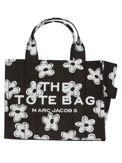 MARC JACOBS MARC JACOBS COMPACT FLORAL PRINT TOTE WITH SILK-SCREENED LOGO