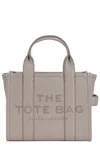 Marc Jacobs Compact Full-grain Leather Tote With Embossed Logo In Grey