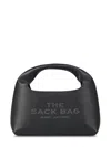 Marc Jacobs The Sack Black Shoulder Bag With Embossed Logo In Hammered Leather Woman In Black