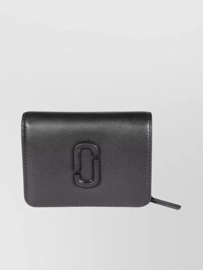 Marc Jacobs Compact Wallet Logo Embossed Zip In Black