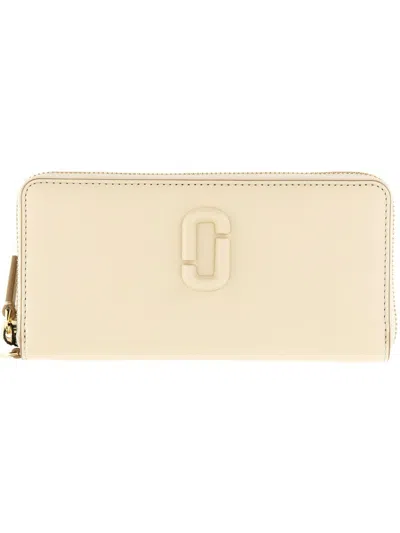 Marc Jacobs Continental Wallet With Logo In Neutral
