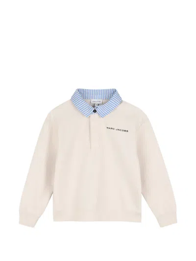 Marc Jacobs Kids' Contrast-collar Logo-print Sweater In Neutral
