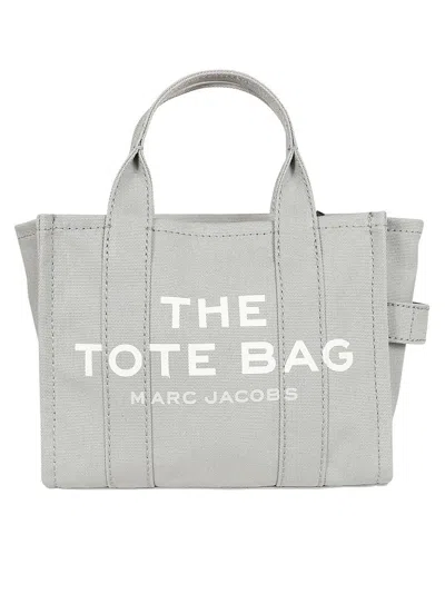 Marc Jacobs Cotton Canvas Small Tote With Adjustable Shoulder Strap In Grey