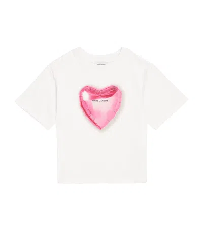 Marc Jacobs Kids' Cotton Heart Logo T-shirt In White