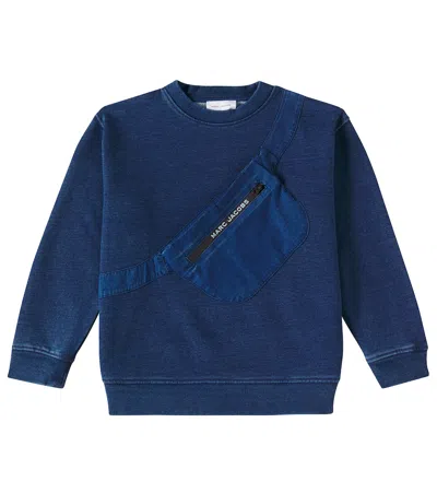 Marc Jacobs Kids' Cotton Jersey Sweatshirt In Denim Blue