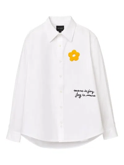 Marc Jacobs Cotton Shirt With Flower Patch In White