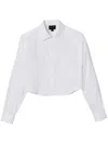 Marc Jacobs Logo-jacquard Crop Button-down Femme Shirt In White