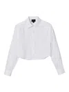 Marc Jacobs Logo-jacquard Crop Button-down Femme Shirt In White
