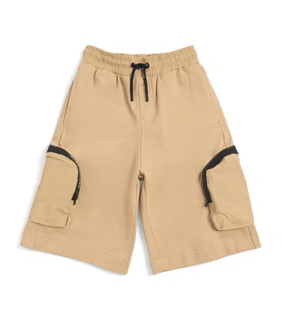 Marc Jacobs Kids' Cotton Zipped-pocket Bermuda Shorts In Beige