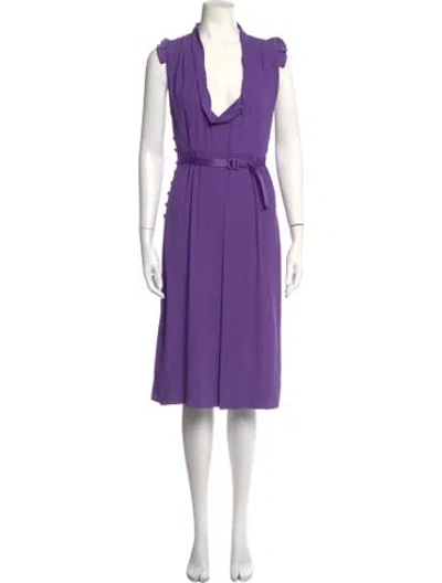 Pre-owned Marc Jacobs Cowl Neck Midi Length Dress In Purple